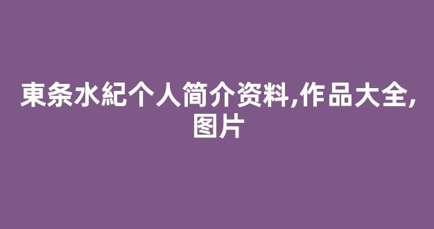 東条水紀个人简介资料,作品大全,图片