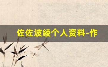 佐佐波綾个人资料-作品