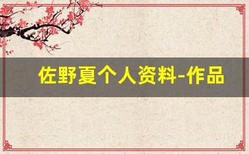 佐野夏个人资料-作品