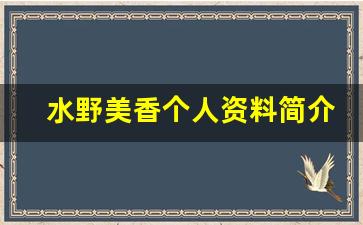 水野美香个人资料简介,水野美香作品大全