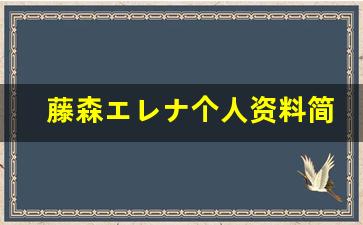 藤森エレナ个人资料简介,藤森エレナ作品大全