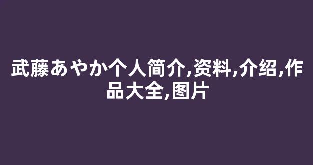 武藤あやか个人简介,资料,介绍,作品大全,图片